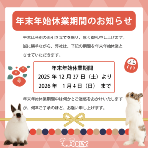 年末年始休暇のお知らせ